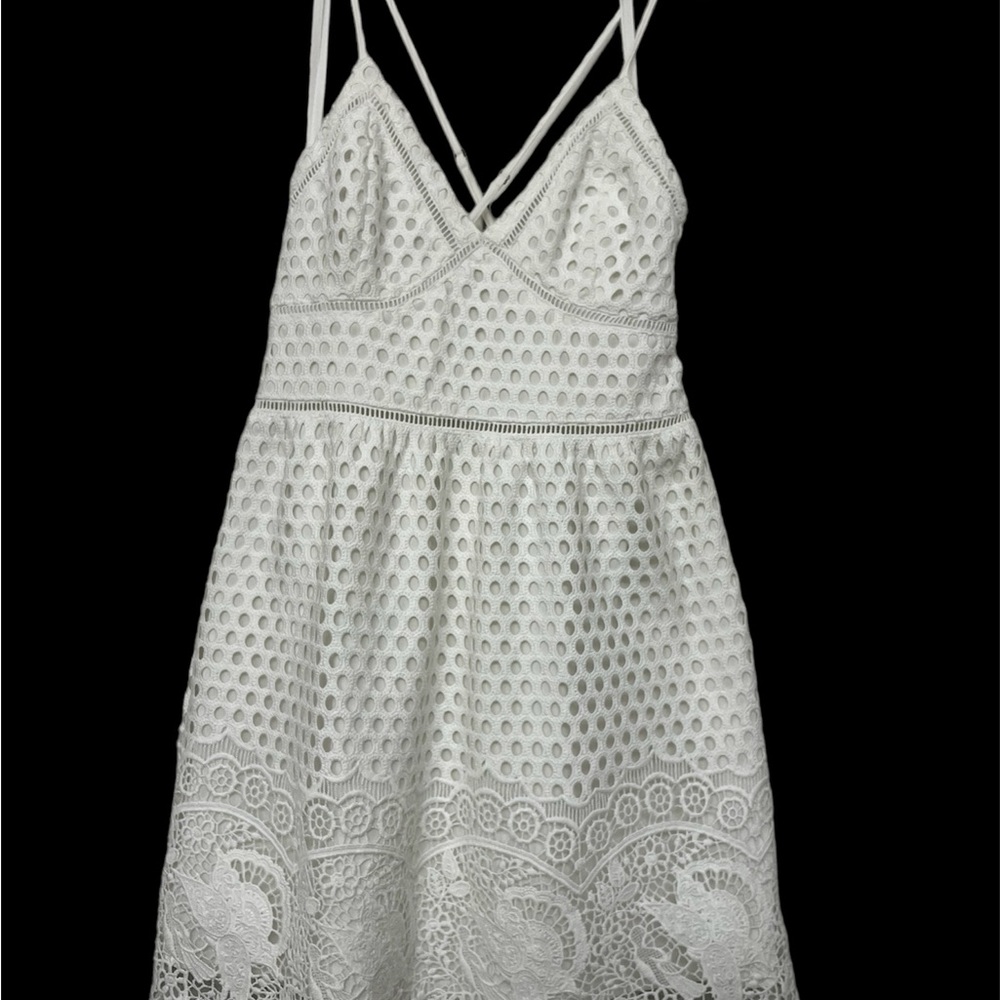 Abercrombie & Fitch White Lace Mini Dress Sleeveless size M 👗 - Picture 3 of 9